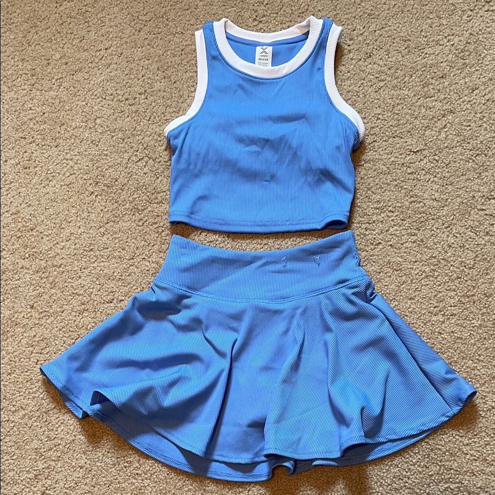 Xersion Blue and White Athletic Set Top 6/6x bottoms 7/8